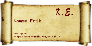 Komsa Erik névjegykártya